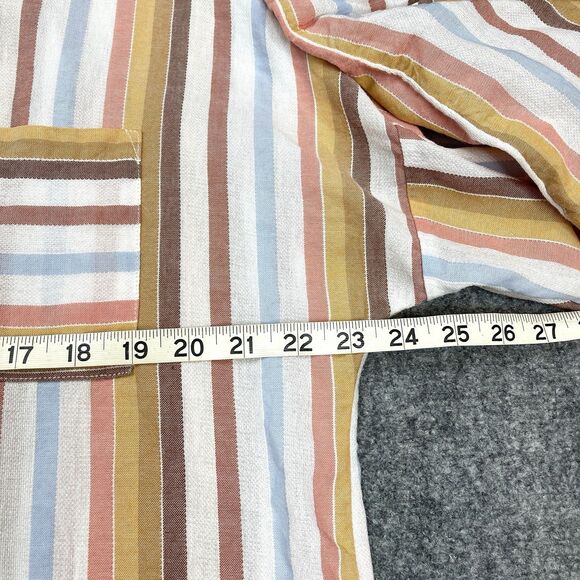 Soft Surroundings Enyo Striped Top Womens Large Roll Tab Sleeve Cotton Tencel - Picture 10 of 12